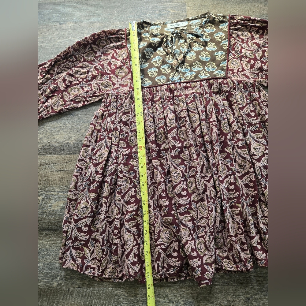 NATURAL LIFE Stella Mini Dress Maroon Floral Vines Purple Wine Sz Small - Picture 13 of 14